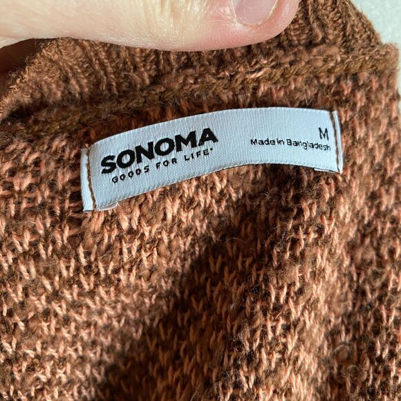 Sonoma Brown Flower Power Hippie Boho Knit Sweater, Sz M Coquette half sleeves - Picture 8 of 10